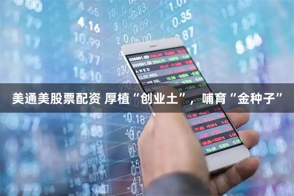 美通美股票配资 厚植“创业土”,哺育“金种子”